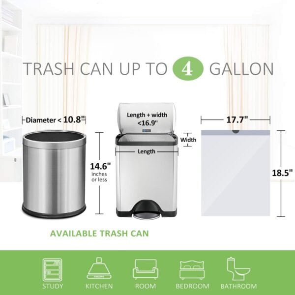 61NwCy-jHL._AC_SL1200_ Review of Teivio 4 Gallon Drawstring Trash Bags Small White Liners Durable Strength
