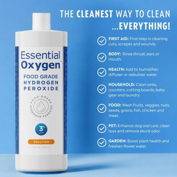 Essential Oxygen Food Grade Hydrogen Peroxide 3% Review Best Natural Household Cleaner