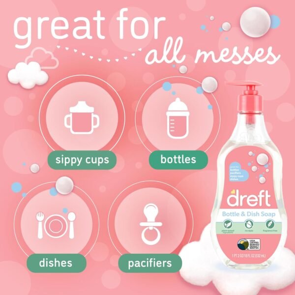 Dreft Baby Bottle and Dish Soap Review Plant-Based Formula Removes Milk Film Effectively