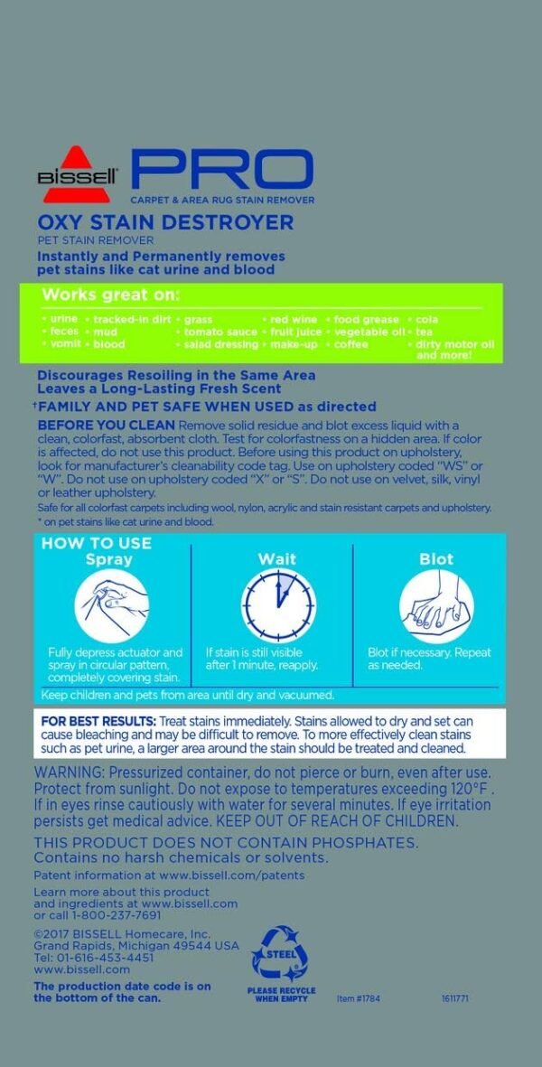 Bissell 1784L Stain Remover Review Reveals Powerful Oxy Formula For Tough Pet Stains