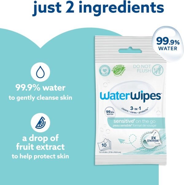 WaterWipes Sensitive+ On The Go Wipes Review Pure Gentle 3-in-1 Skincare Essential
