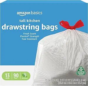 Amazon Basics 13 Gallon Trash Bags Review Tear Resistant Flextra Strength Durable Quality