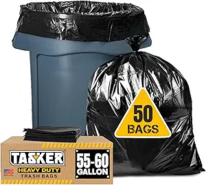 Heavy Duty 55 Gallon Trash Bags Tasker Review Durable and Puncture Resistant Liners