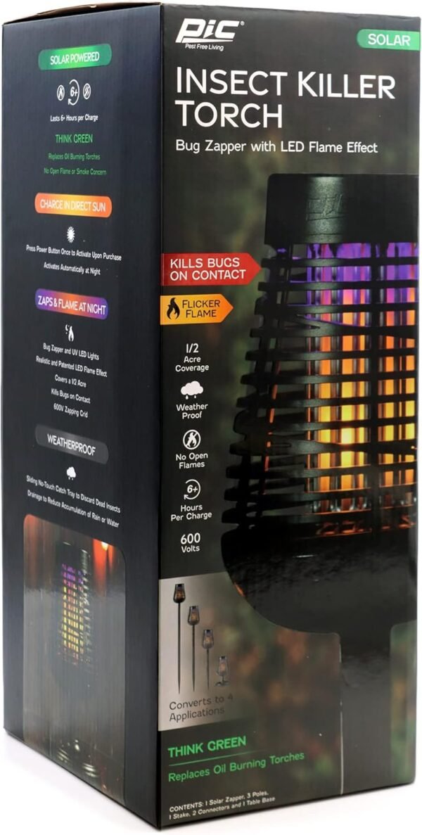 PIC Solar Bug Zapper DFST Review Modern Outdoor Insect Killer Torch Performance