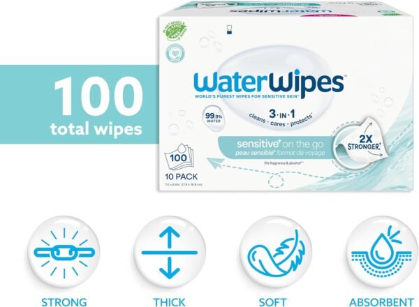 WaterWipes Sensitive+ On The Go Wipes Review Pure Gentle 3-in-1 Skincare Essential
