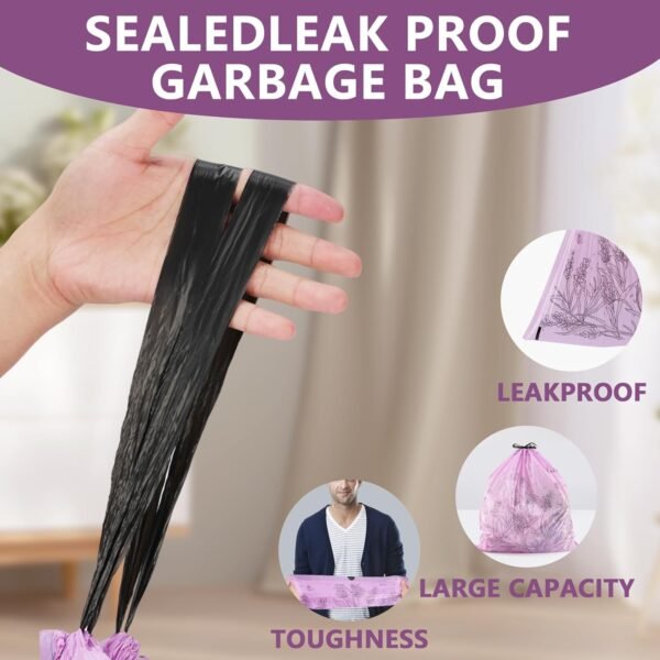 4 Gallon Trash Bags VOK Review Durable Drawstring Bags with Lavender Scented Design