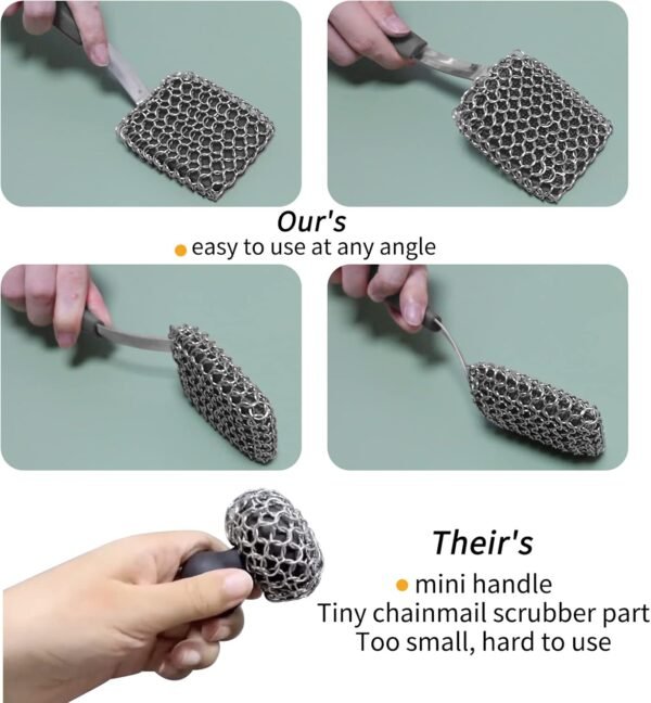 71bgAg0SvLL._AC_SL1500_ Herda Cast Iron Scrubber Brush Review Efficient Cleaning with Silicone Chainmail Scrubber