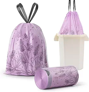 4 Gallon Trash Bags VOK Review Durable Drawstring Bags with Lavender Scented Design