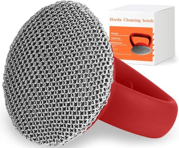 8162H4ecrbL._AC_SL1500_ Herda Cast Iron Cleaner Review Heavy Duty Chainmail Scrubber for Pans
