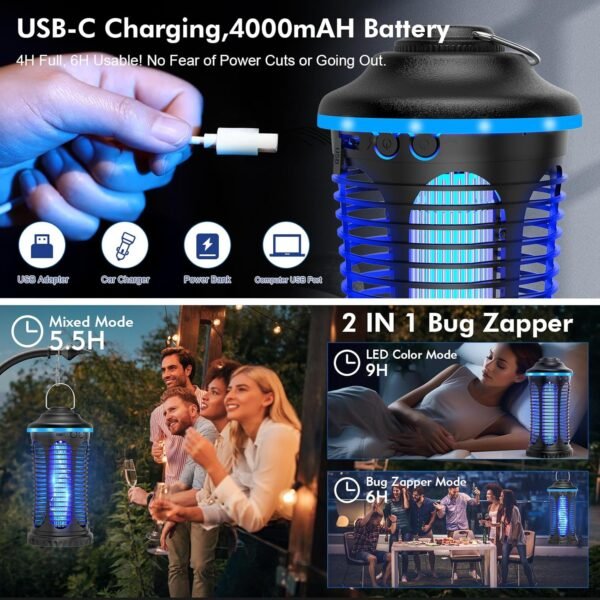 81Zghfx9FzL._AC_SL1500_ Rechargeable Bug Zapper REOGLE Review Powerful USB Charging Mosquito Trap Patio Essential